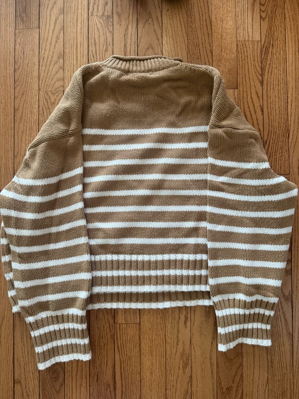 J. Crew Roll Neck Sweater in Camel/White Stripped - Picture 3 of 5